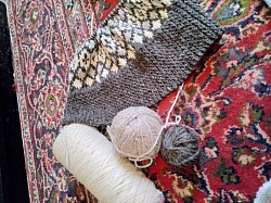 Aran fairisle hat in progress