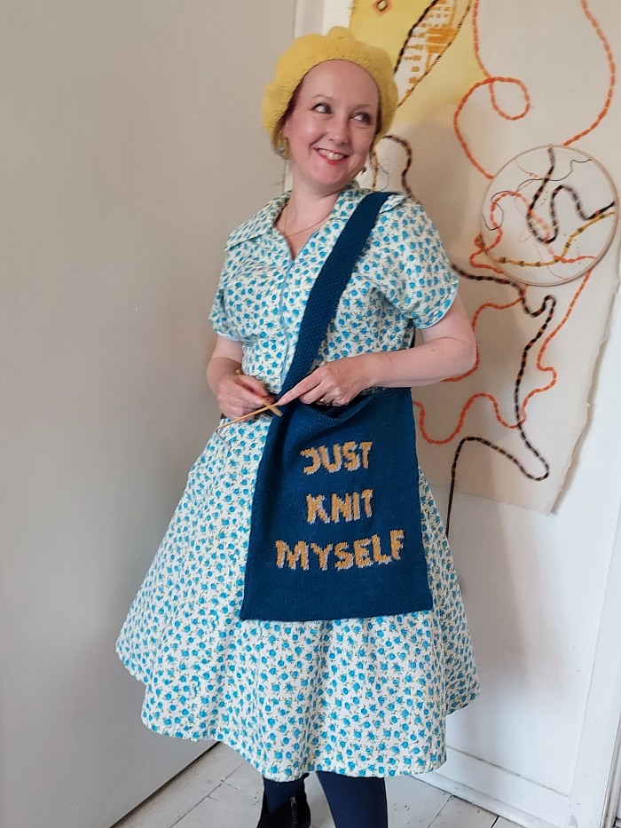 Just Knit Myself bag in 100% Home Grown British Women's Institute Yarn